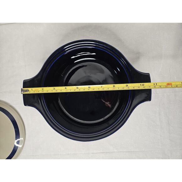 Vintage Celebrity Lexington Round 2 Quart Stoneware Casserole Dish Lid Blue - Picture 8 of 13